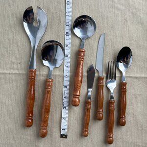 Vintage Wood Handled Serving Utensils